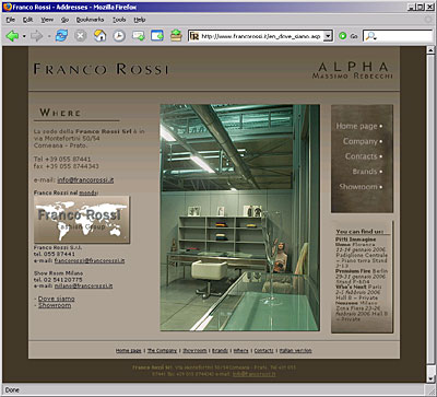 Franco Rossi 3, altra schermata dell'azienda di maglieria Franco Rossi